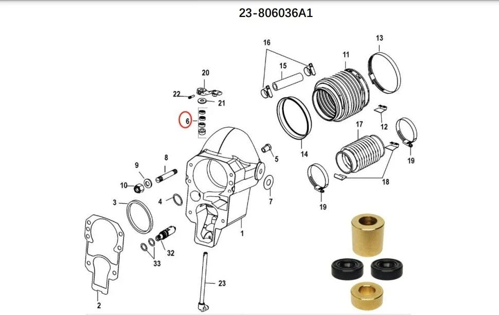 Bushing/Seal Kit for Mercruiser Sterndrive Alpha One (Gen. II) (23-806036A1)