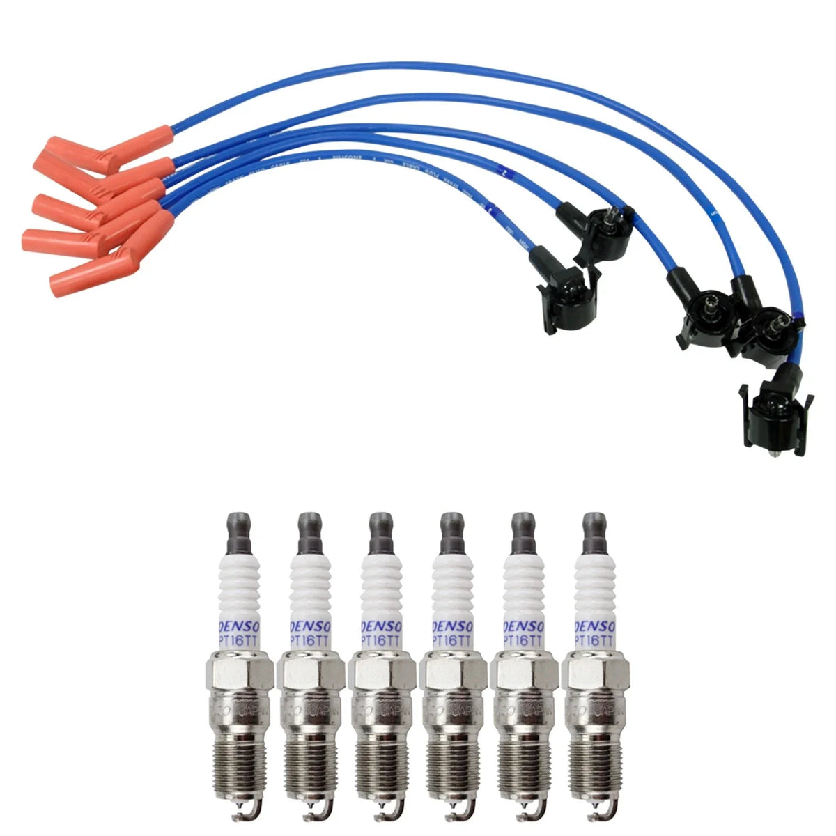 NGK Wire Set & Denso 6 Platinum TT Spark Plugs Kit for B4000 Ranger (1997–2000)