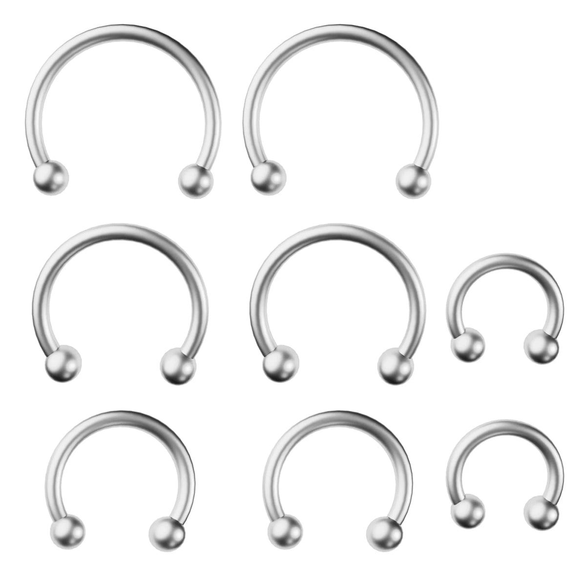8X Surgical Steel Horseshoe Nose Septum 16G for Universal Fit (16 Gauge)