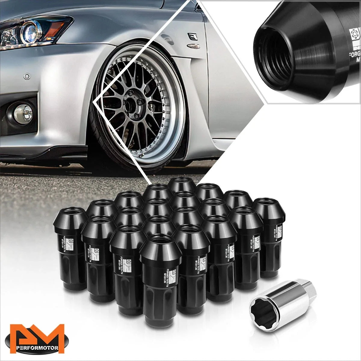 20Pcs M12x1.5 Closed End Bulge Acorn Lug Nuts for