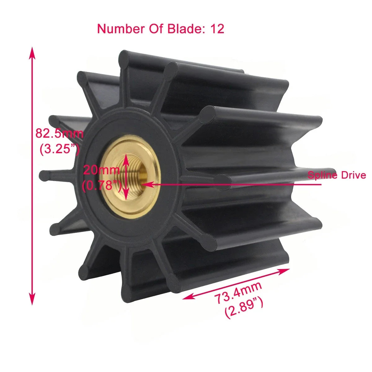 Impeller with O-ring for Sherwood JMP 7608 (08-35-1201, Cummins 3974456)