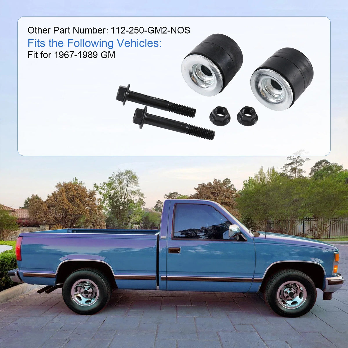 Set of GM Rubber Radiator Core Support Body Mount Bushings for GM (1967–1989)
