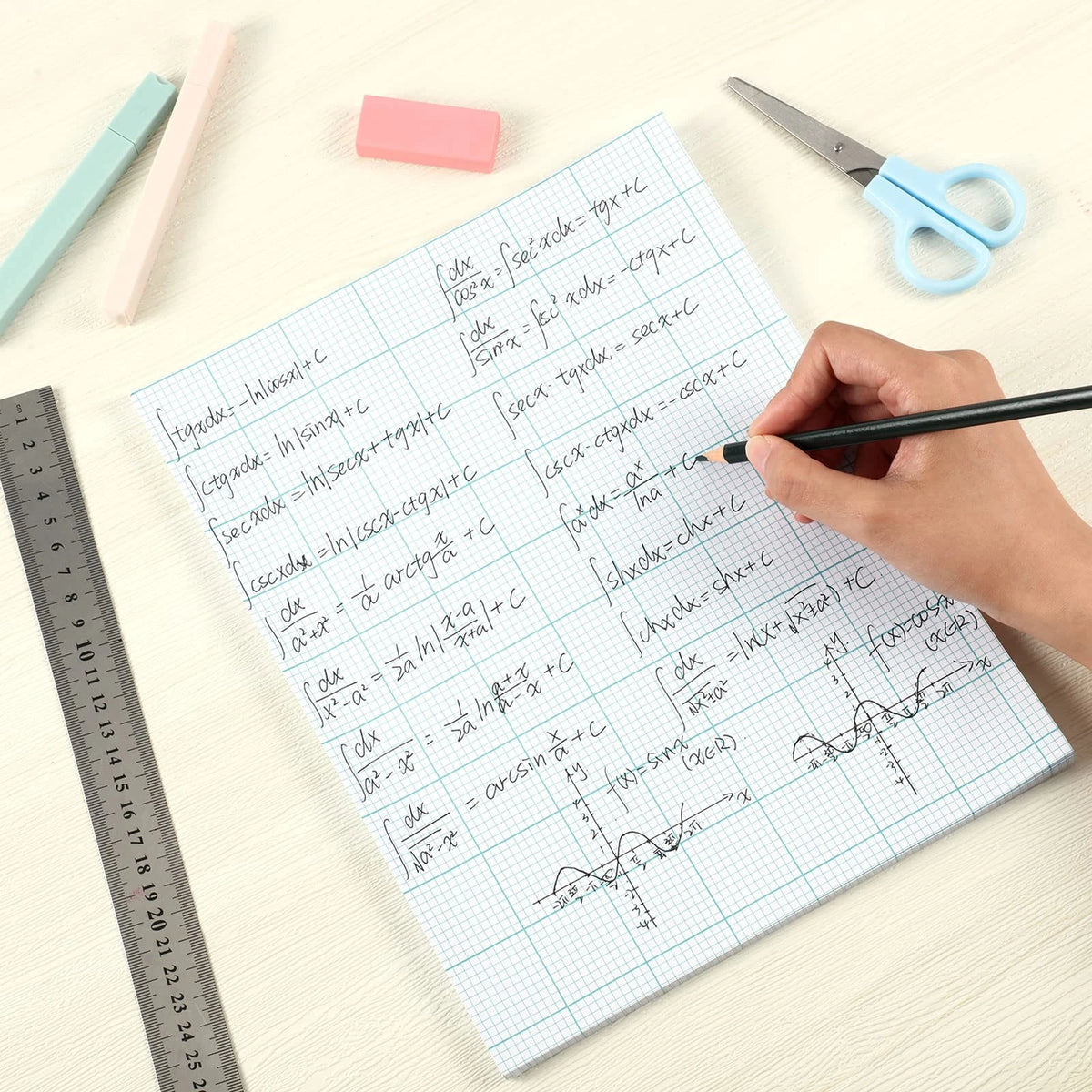 6 Pack Graph Paper Pads 8.5" x 11" 10x10 Quad Ruled