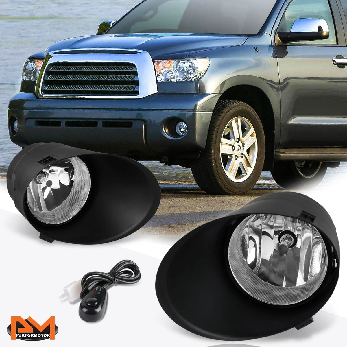 Clear Lens Front Bumper Fog Lights + Switch for Tundra/Sequoia (2007–2013)