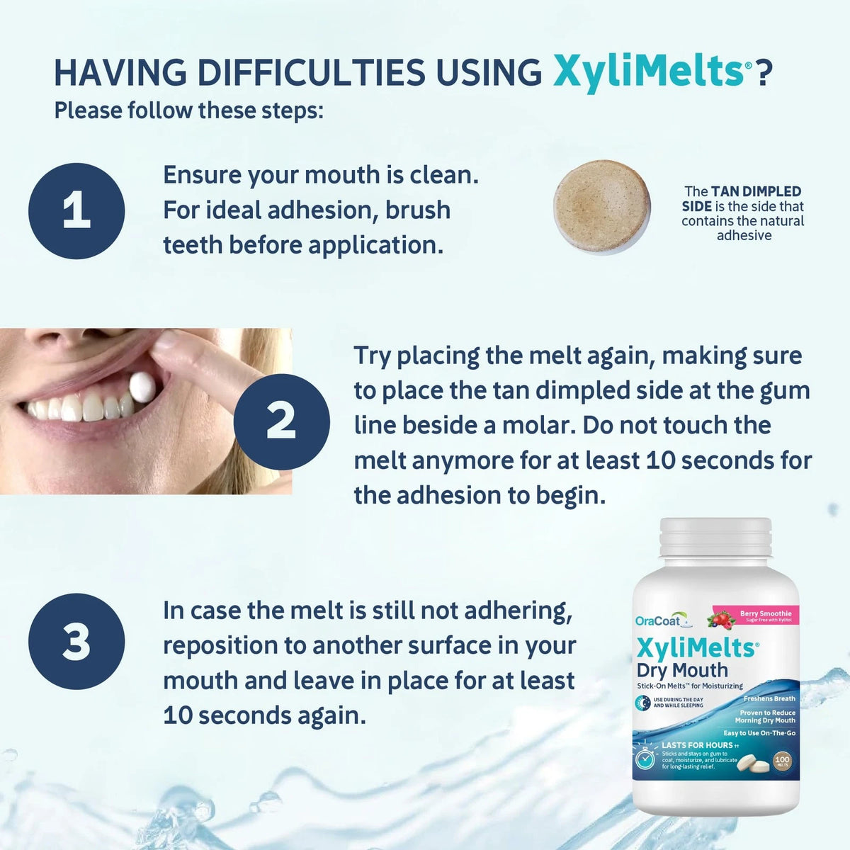 100 Count Oracoat XyliMelts for Dry Mouth (Night & Day) - Mint Flavor