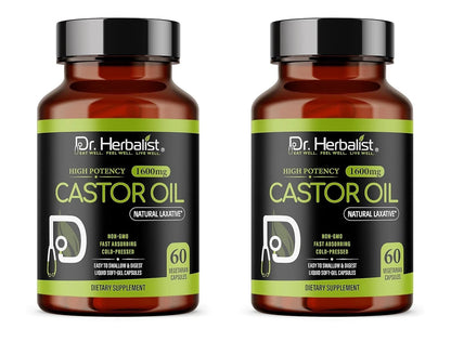 Castor Oil Capsules 1600mg Cold Pressed Ricinus Communis Oil Softgels