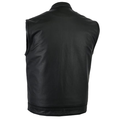 Men's Fulmer Leather Motorcycle Vest with Conceal Carry Pocket