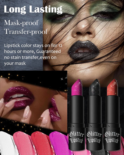 White Diamond Glitter Matte Lipstick for Gothic (Pack of 1)