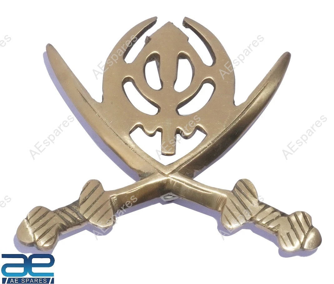 Cross Sword & Khanda Brass Decal Badge Emblem for BSA Royal Enfield Triumph