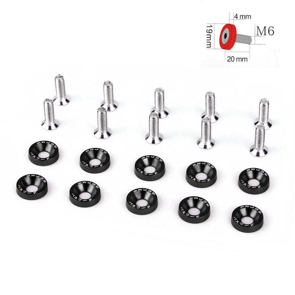 20Pcs M6 Billet Aluminum Fender Bumper Washer Bolt Trim for Universal