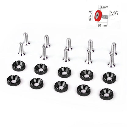 20Pcs M6 Billet Aluminum Fender Bumper Washer Bolt Trim for Universal