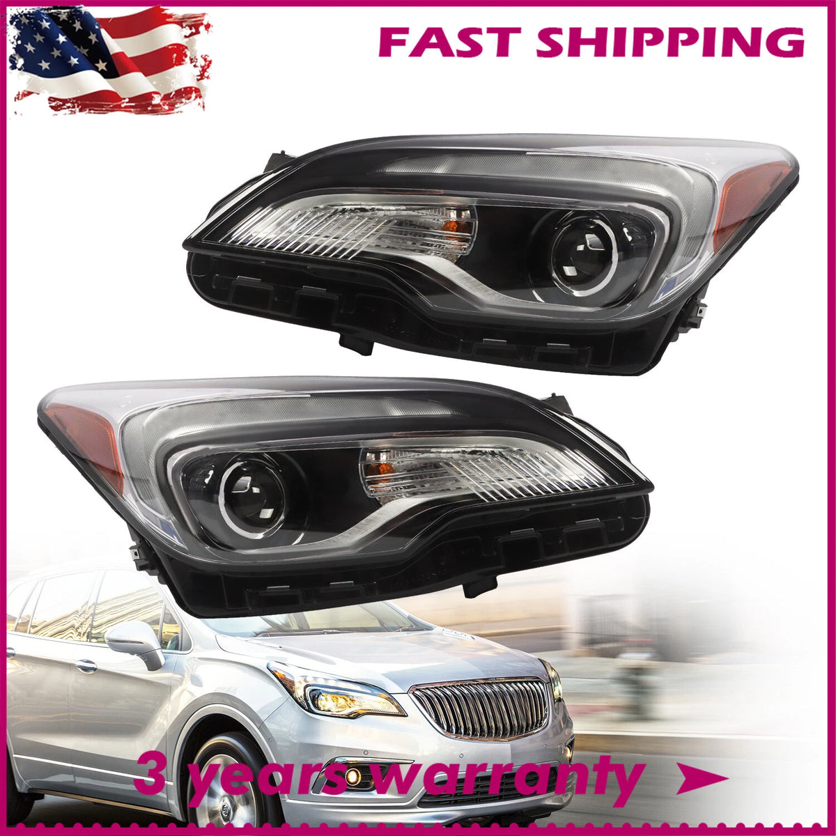 Set of 2 Halogen Headlights for Buick Envision (2016–2018) GM2502442, GM2503442, 84152650, 84152651