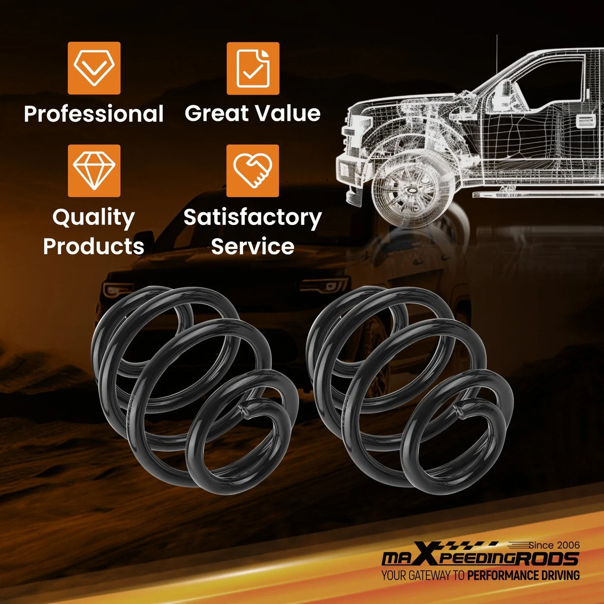 Rear 5" Drop Lowering Kit Coil Springs for Chevrolet C10 Pickup (1963–1972)