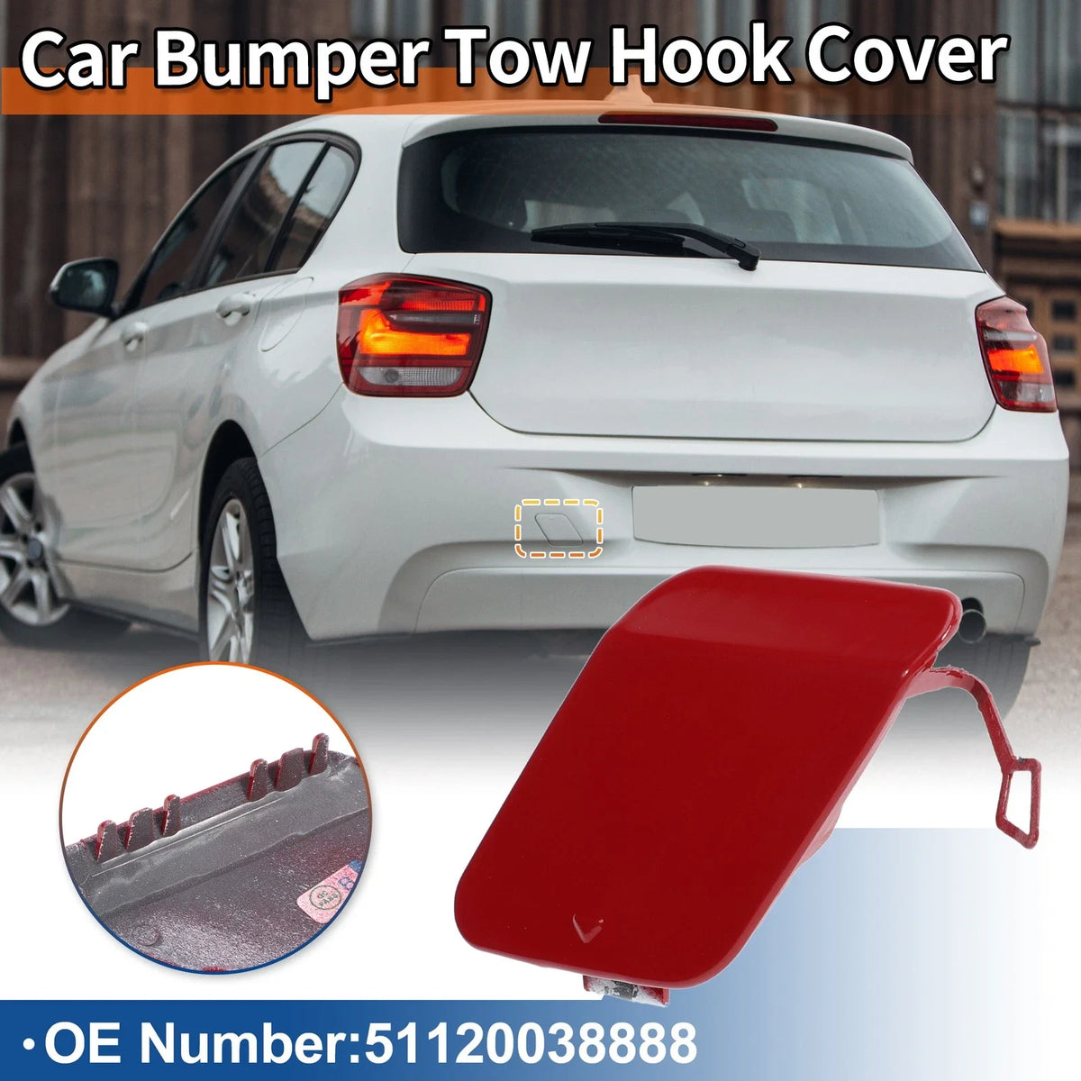 Rear Bumper Tow Hook Cover for BMW 1 Series F20 Crimson Red