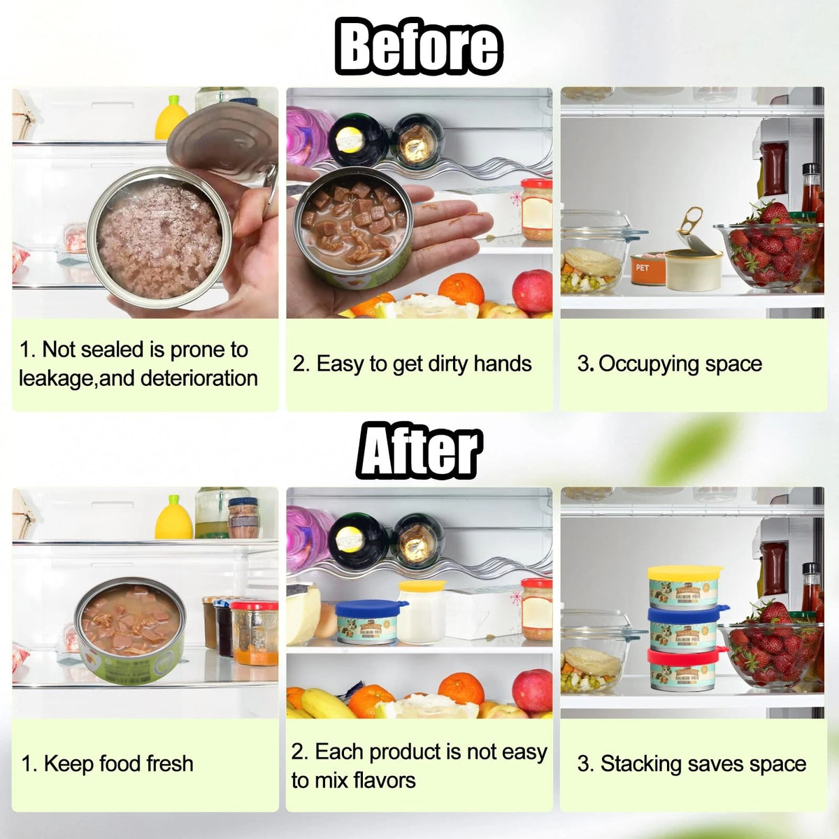 Set of 4 Durable Pet Can Lids for 2.5-inch Cans - Yellow, Red, Pink, Blue