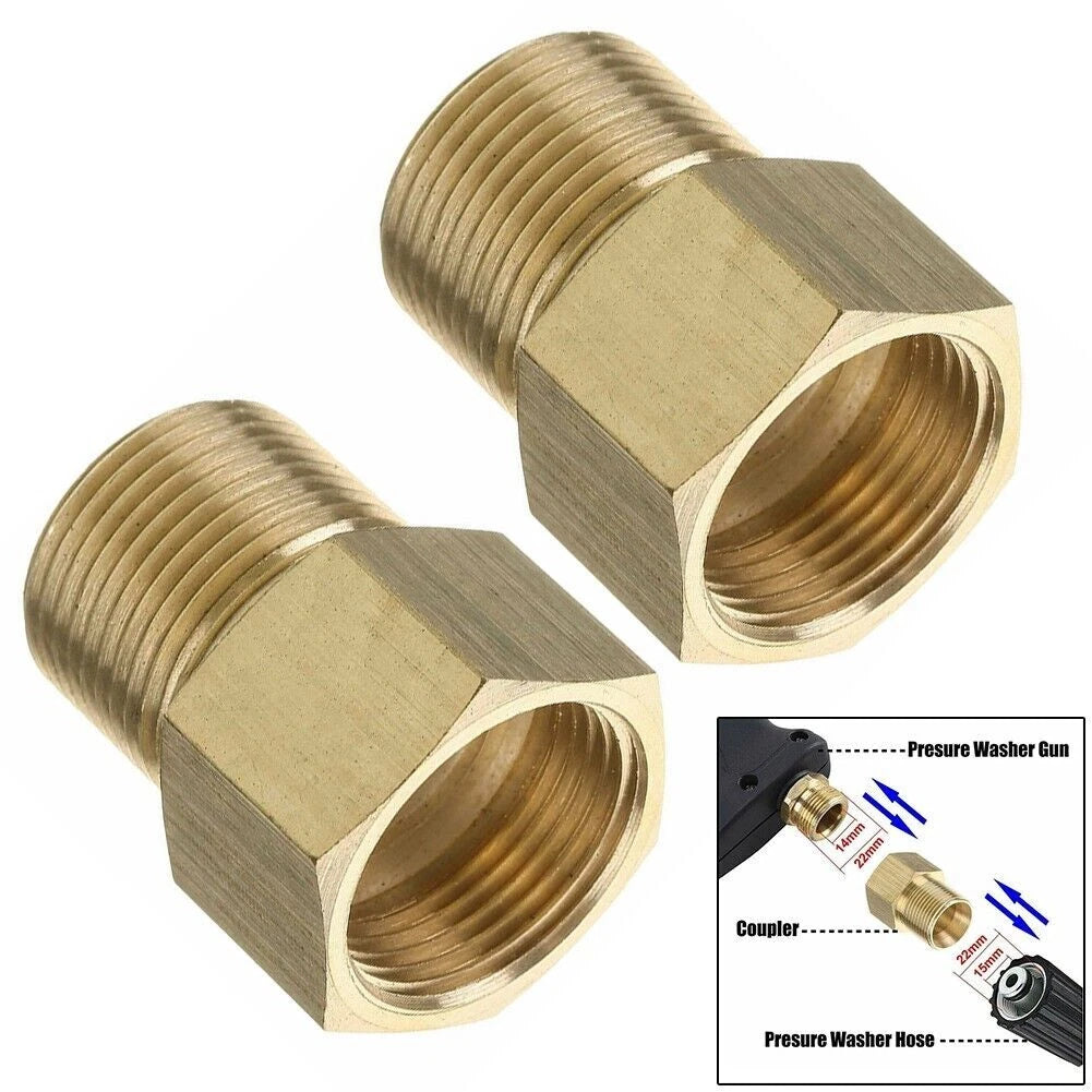 2X Quick Pressure Washer M22 15mm Male to M22 14mm Female Fitting