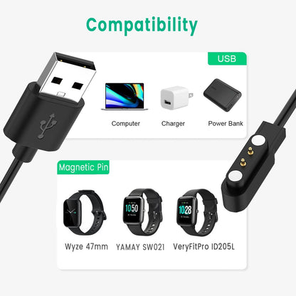 Charger for Wyze Watch 44mm 47mm (3 Feet, Black)