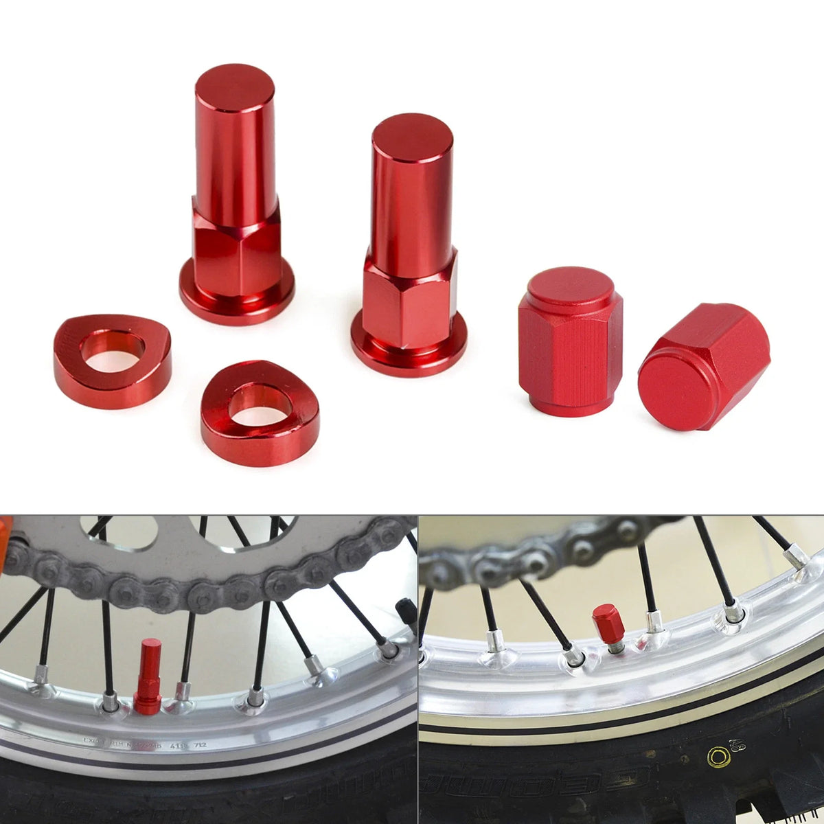 1 Pair CNC Anodized Rim Lock Nuts & Tire Valve Stem Caps for KTM Suzuki (Universal)