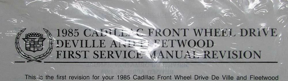 Service Manual for Cadillac FWD DeVille Fleetwood (1985)