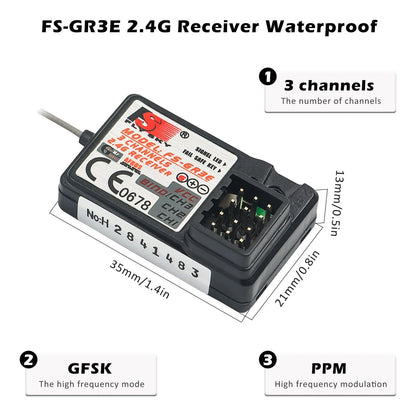 Flysky FS-GR3E Receiver for Long Range Applications (37.6 x 22.3 x 13 mm)