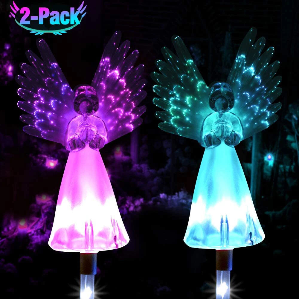2PCS Solar Powered Color Change LED Garden Stake Light for Yard