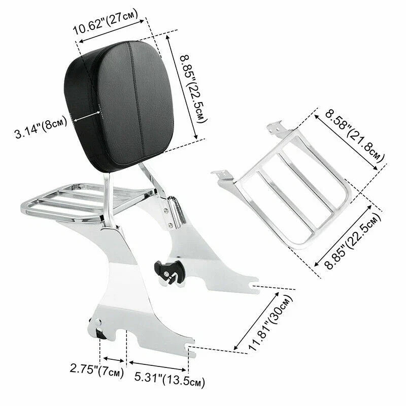 Backrest Sissy Bar & Luggage Rack for Harley Sportster XL883 1200 48 72 (2004–2024)