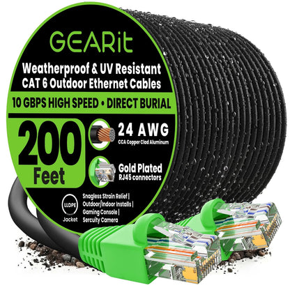 200ft Cat6 Ethernet Cable for Outdoor Use