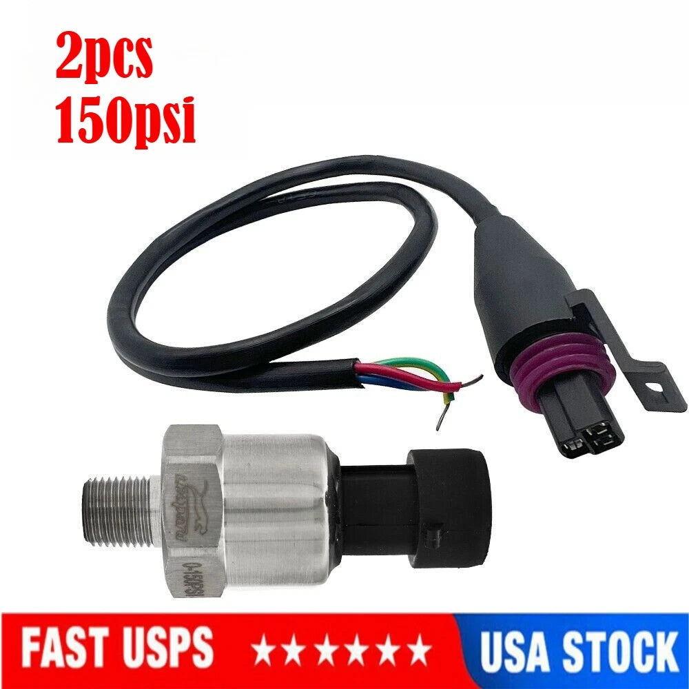 Set of 2 Stainless Pressure Transducer Sender Sensor 150 Psi 1/8 NPT