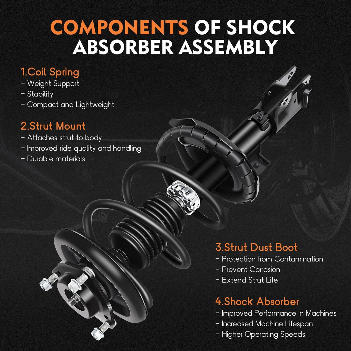 Set of 4 Complete Struts Shocks Springs for Mitsubishi Lancer (2008–2010)