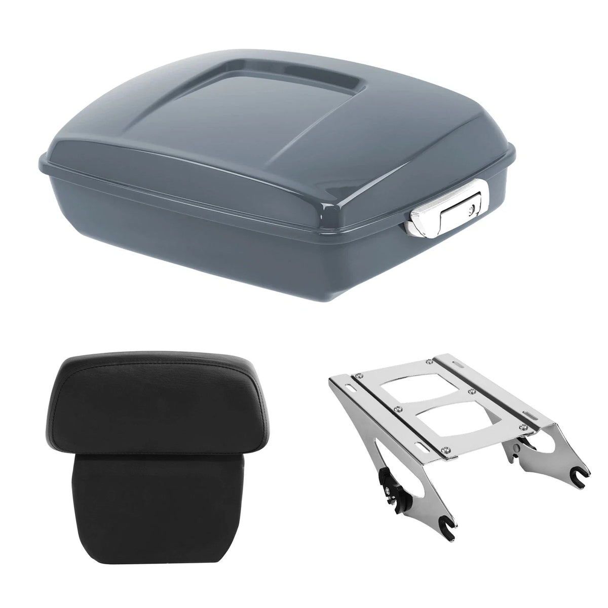 Chopped Trunk Backrest Mount Rack for Harley Road Glide (2014–2026) Gunship Gray