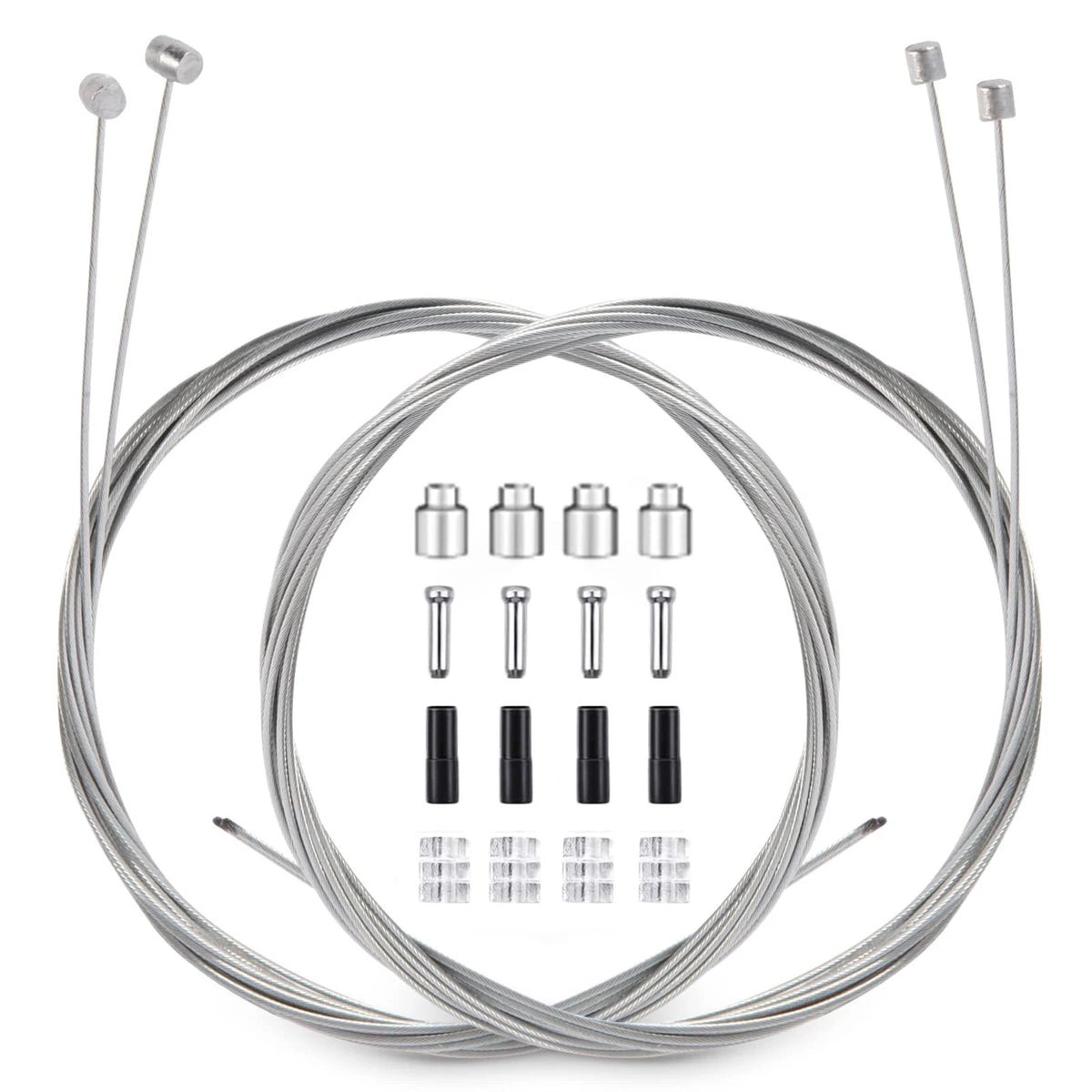 Set of 4 Bike Brake Cable Gear Shifter Wires - Universal Small, Silver