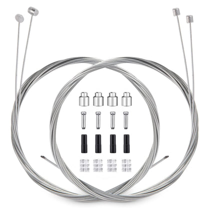 Set of 4 Bike Brake Cable Gear Shifter Wires - Universal Small, Silver