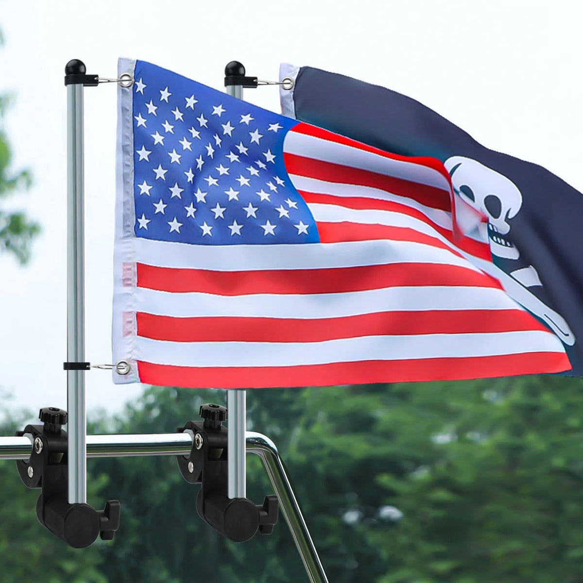 18 Inch Stainless Steel Boat Flag Pole - Universal Silver 1 Piece