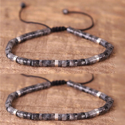 2PC Natural Labradorite Stone Beaded Bracelet for Men (Handmade)