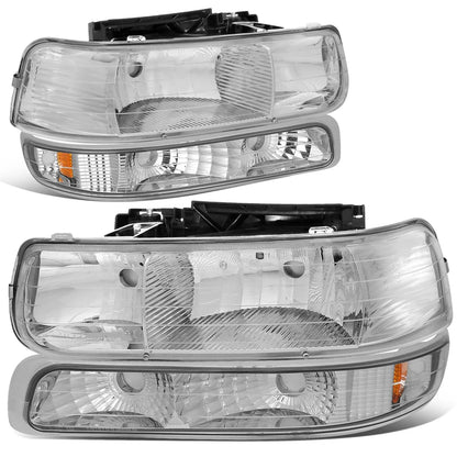 Chrome Housing Amber Corner Headlight Bumper Lamps for Chevy Silverado (1999–2002)