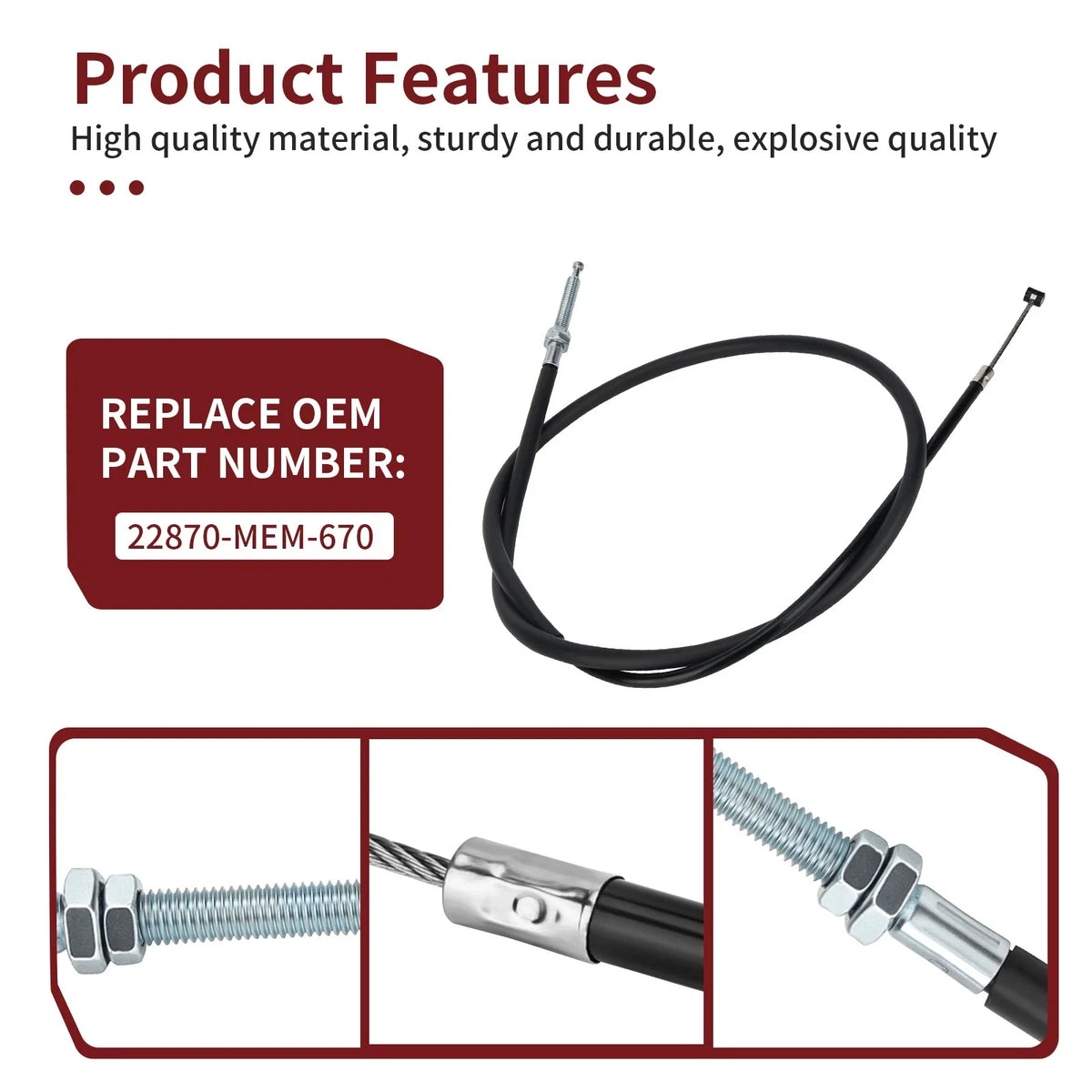 Clutch Cable for Honda VTX1300C (2004–2009) 22870-MEM-670