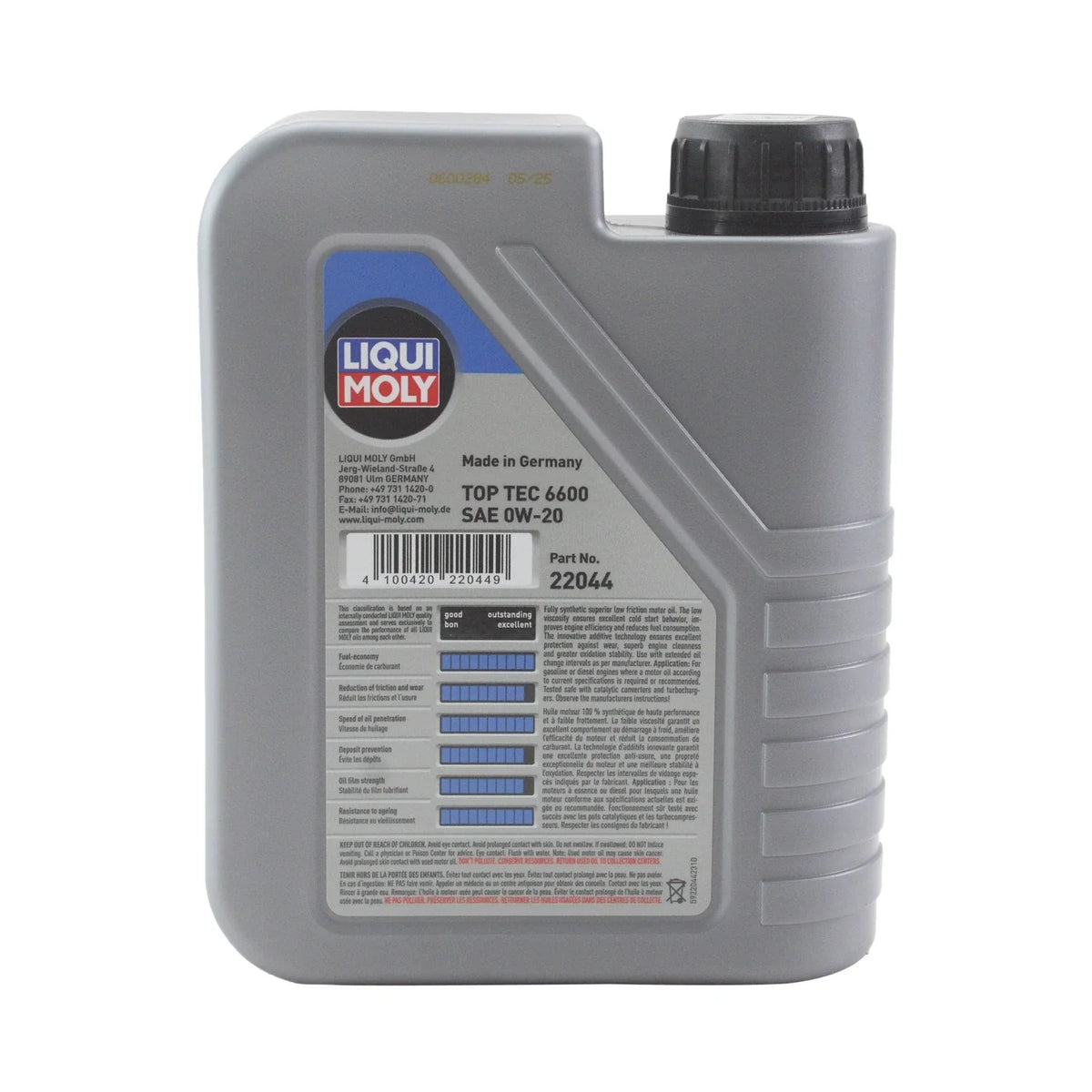Liqui Moly Top Tec 6600 0W-20 Engine Motor Oil for
