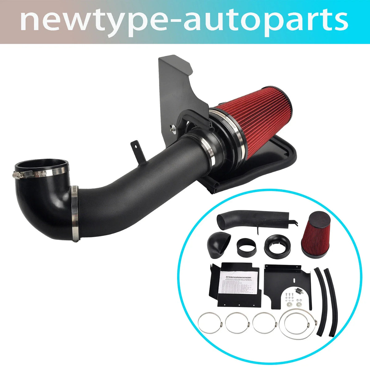 Cold Air Intake Kit for Chevy GMC V8 4.8L/5.3L/6.0L (1999–2007) 4" Red