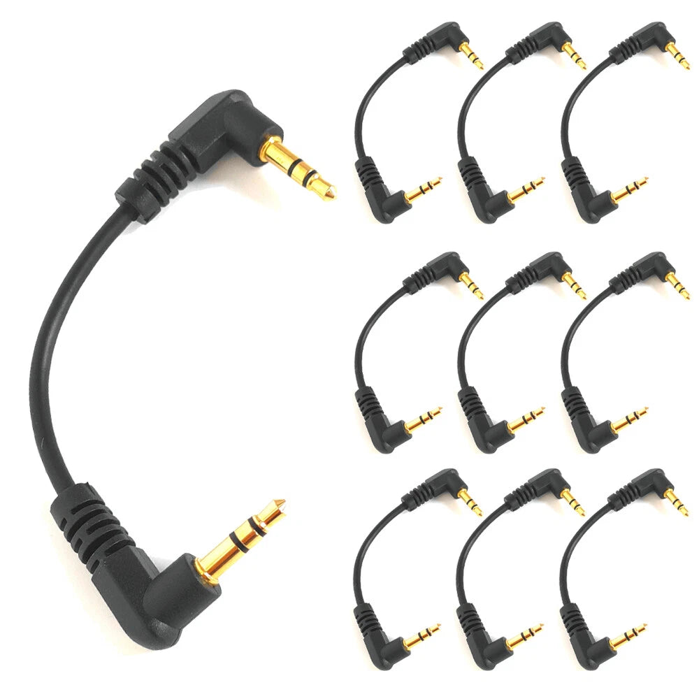 10PC Right Angle 3.5mm Male Stereo AUX Audio Cable for Car