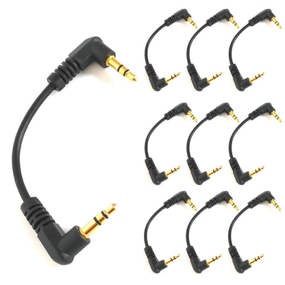 10PC Right Angle 3.5mm Male Stereo AUX Audio Cable for Car