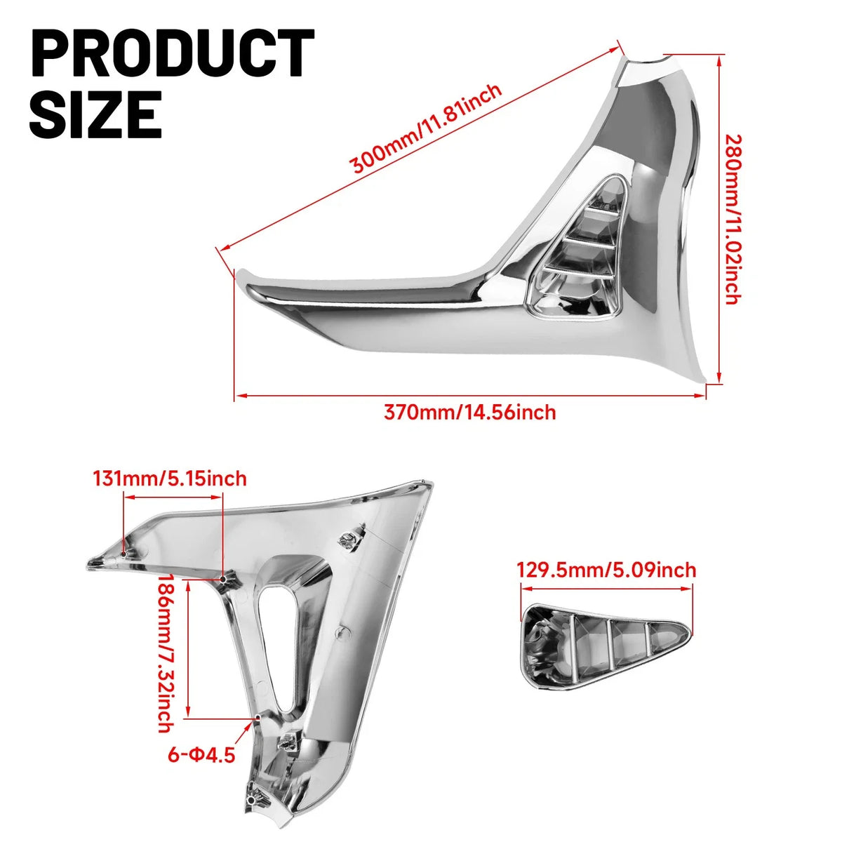 Set of 2 Modified Triangle Covers for Honda GoldWing GL1800 (2001–2011) Chrome