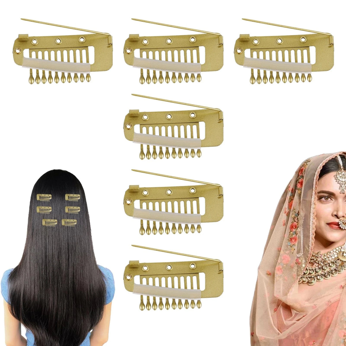 6X Chunni Clips with Safety Pins for Hair Accessories
