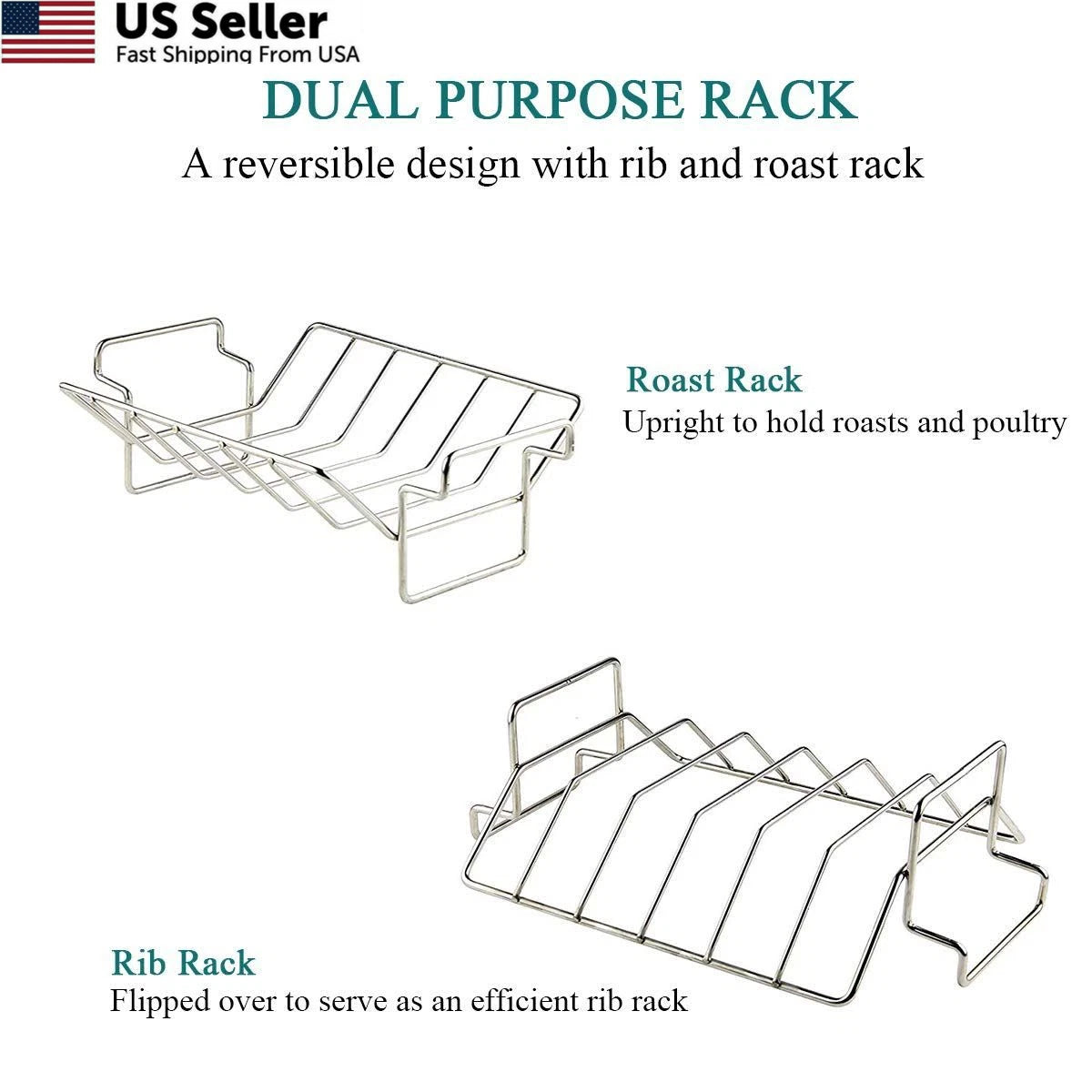 Turkey Roasting Rack for Smoking and Grilling (Stainless Steel)