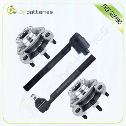 Set of 4 Wheel Hub & Bearing Assembly + 2 Outer Tie Rods for Jeep Grand Cherokee (1999–2004)