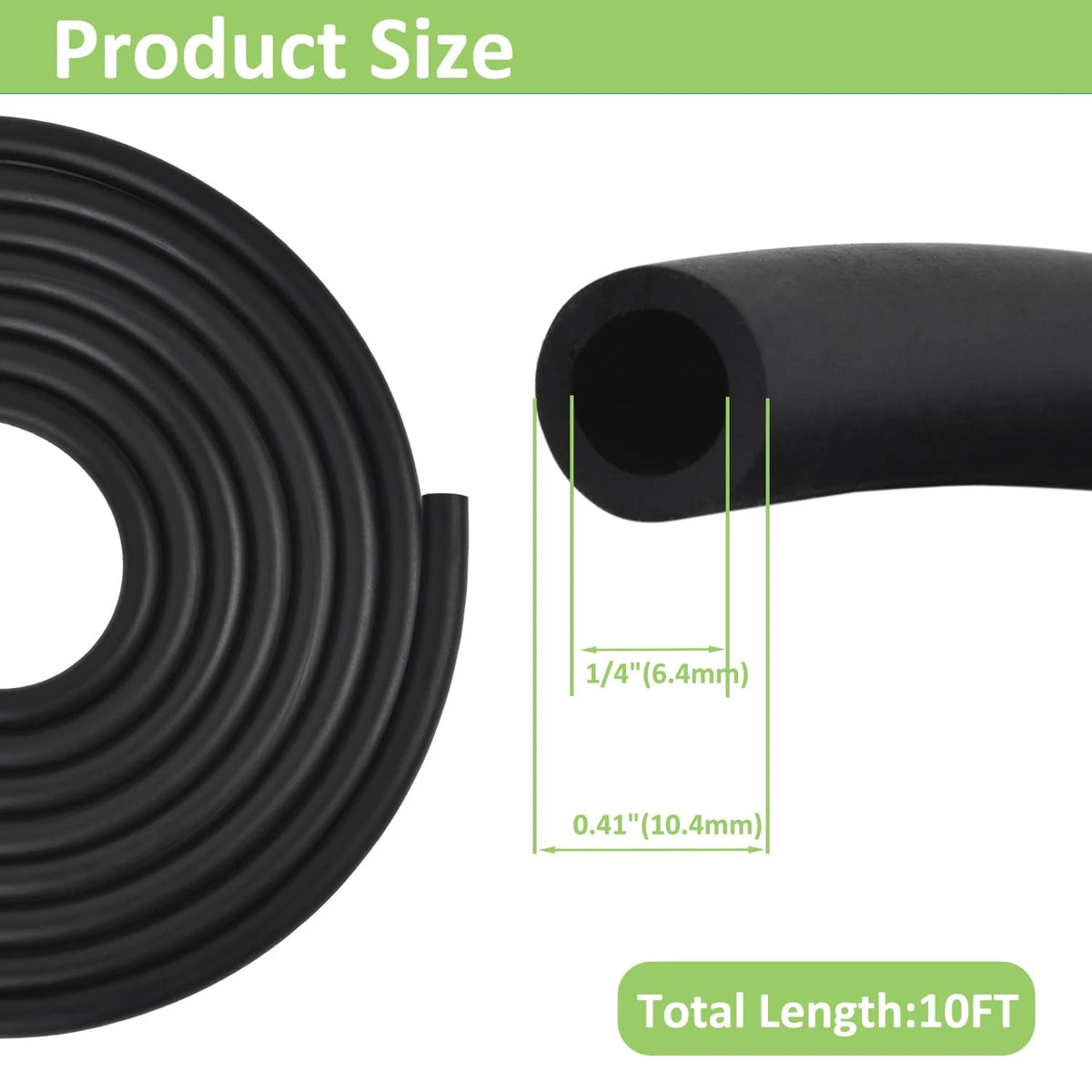 1/4 Inch ID Fuel Line Hose - 10 Feet for Various Applications