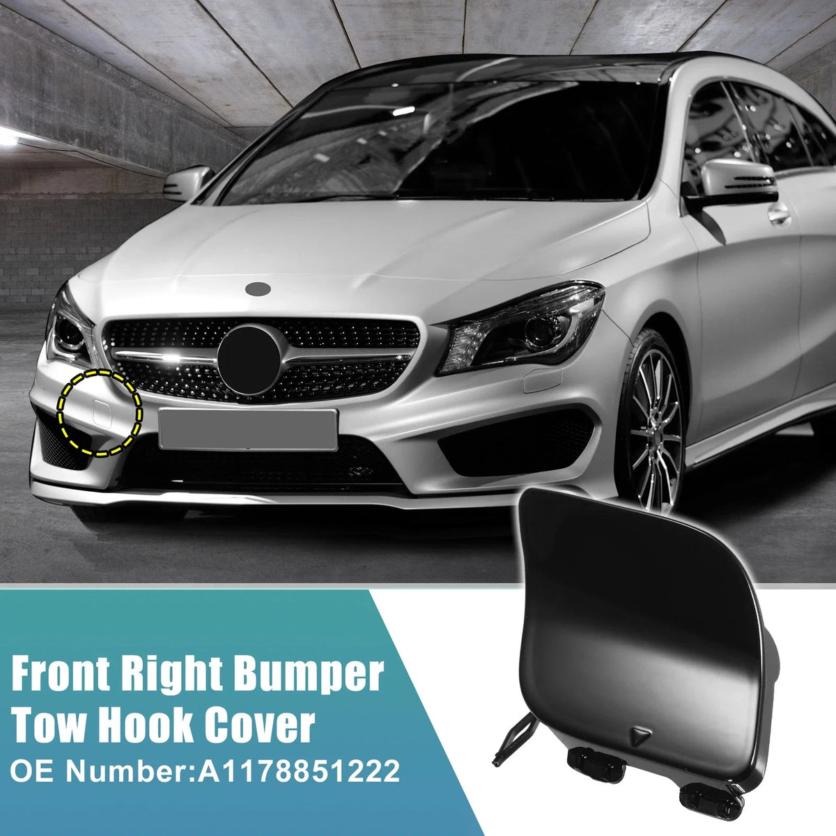 Tow Hook Cover for Mercedes-Benz (A1178851222) Glossy Black