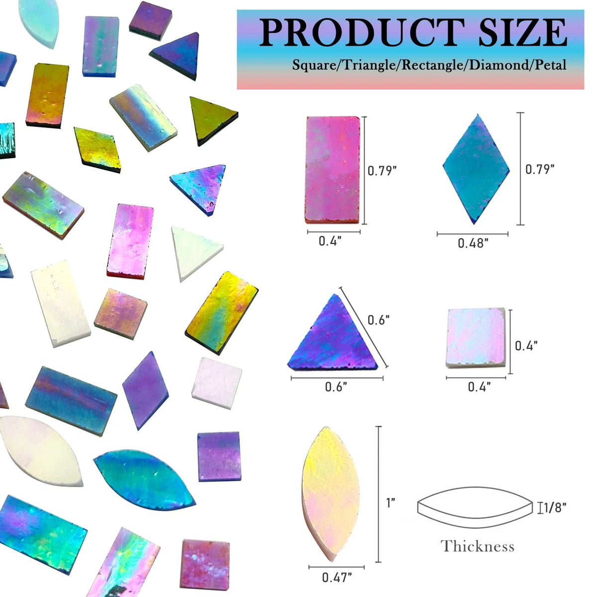 Iridescent Glass Mosaic Tiles for 1" x 0.47" Mix