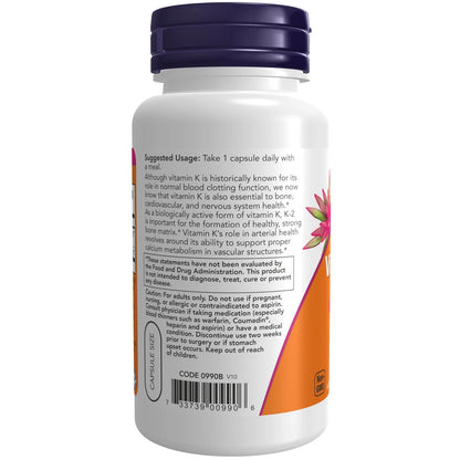 Vitamin K-2 100 Count for NOW Foods Supplements