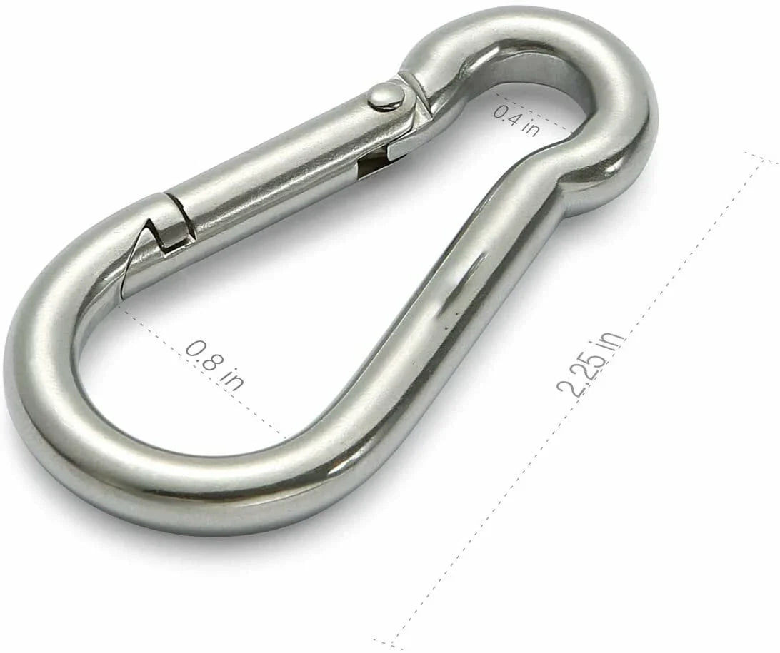 Set of 12 Stainless Steel Spring Snap Hook Carabiners 304 Clips