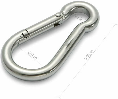 Set of 12 Stainless Steel Spring Snap Hook Carabiners 304 Clips
